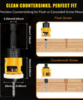 Diagram showing Go To Countersink Drill Bit Set With Low Friction Depth Stop And Replaceable HSS Pilot Bits demonstrating use.