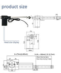 Diagram of Beefy Heavy Duty 1320 Lbs 6000 N 24 V DC Linear Actuator With 8 Inch Stroke showing dimensions and head size