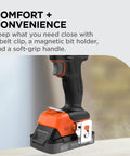 20v Max Cordless Drill And Impact Driver Combo Kit With Brushless Motor showing soft-grip handle and magnetic bit holder.