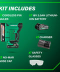 Compact Cordless Pin Nailer Kit With 23 Gauge Headless Pins Drives Five Eighths Inch To One And Three Eighths Inch, 2.0Ah Battery included
