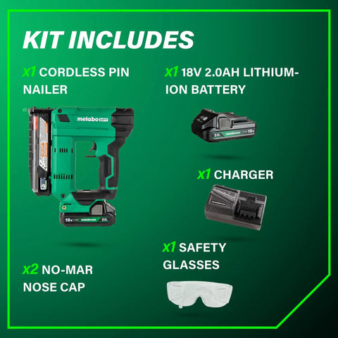 Compact Cordless Pin Nailer Kit With 23 Gauge Headless Pins Drives Five Eighths Inch To One And Three Eighths Inch, 2.0Ah Battery included