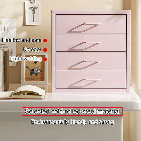Must-Have Multi Layer Metal Desk Drawer Organizer Rack, Space Saving File Cabinet For Home Office Or Dorm, pink finish