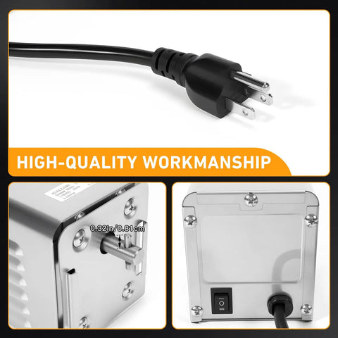 Top Shelf Rotisserie Motor For Electric Grill And Backyard Pit featuring high-quality stainless steel design and secure plug connection.