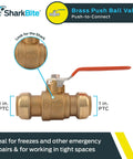1 Inch Push To Connect Brass Ball Valve For Plumbing Water Shut Off Quick Install with red handle