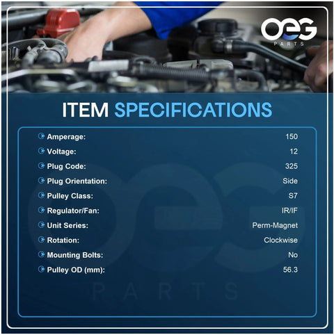 Specifications for New Drop In Ready Alternator For Infiniti JX35 QX60 2013 2014 2015 2016 Nissan Murano 2015 2017 Pathfinder 12V 150A