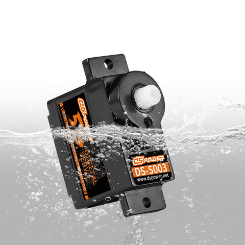 Two Pack 5G Mini Digital RC Servo with Plastic Gear submerged in water, showcasing durability for RC cars, planes, and robots.