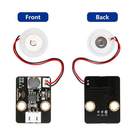 Front and back view of 3Pcs Humidifier Module Kit With Spray Atomization Plate And Circuit Board For Ultrasonic DIY Projects 5V Piezoelectric Atomizer Module For Fine Mist Spray And Incubation Experiments