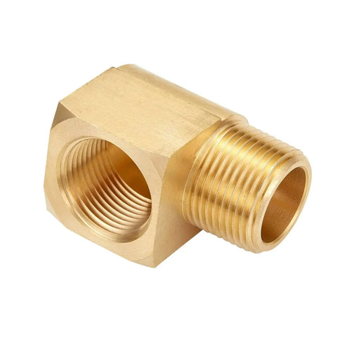 Beefy Brass 90 Degree Pipe Elbow Fittings Half Inch NPT Male To Half Inch NPT Female 2 Pack for gas, refrigeration, and hydraulic systems