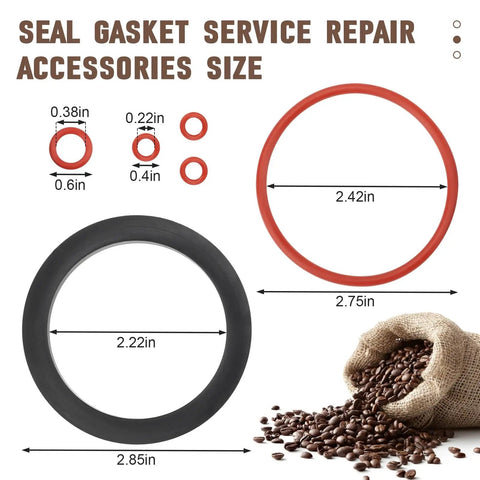 Gasket Repair Kit For Espresso Machines, Silicone O Ring Set With Boiler And Grouphead Gaskets, Replacement Seals For Classic Baby Evolution Twin Espresso Makers, Full Seal Set To Keep Your Brew On Point. silicone O-rings and gaskets with sizes