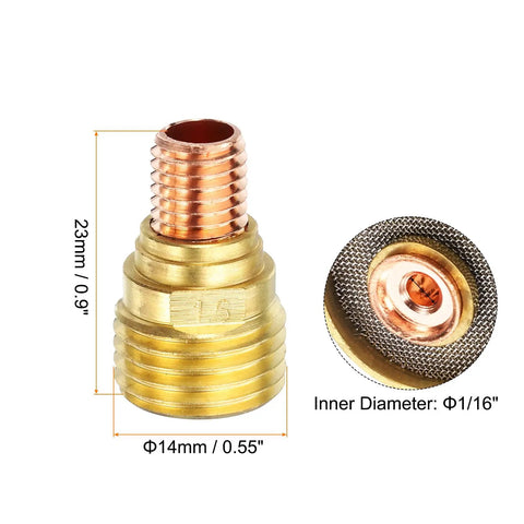 Three Piece Gas Lens Collet Body Kit 45V43 One Sixteenth Inch Inner Diameter 14mm Connection For TIG Welding Torch WP9 WP20 WP25 view