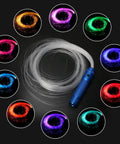 Lit Fiber Optic Space Dancing Light Whip With Rechargeable LED, 5.9Ft Rave Toy surrounded by colorful LED variations