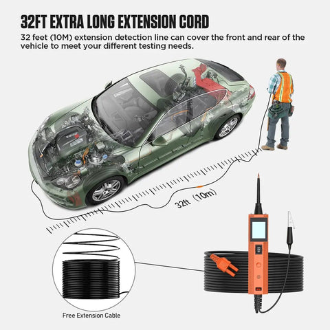 Power Circuit Probe Tester Kit For Automotive Electrical Systems With 0 To 65 Volts Test Light Polarity Continuity Grounding and extension cord