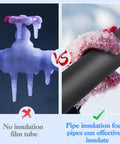 Comparison of unprotected frozen pipe vs. insulated pipe using 10 Pack Insulation Foam Tubes With Elbow For Outdoor Water Pipes 0.86 Inch Inner Diameter Black Pipe Wrap Freeze Protection Covers No Freeze Drama This Winter