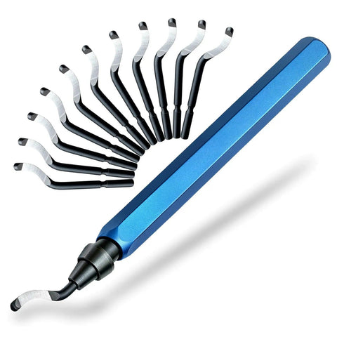 Pro Grade 13-Piece Deburring Tool Kit For 3D Printing With Aluminum Handle, 12 M2 HSS Blades For Deburring Metal Resin Copper And PVC Pipes