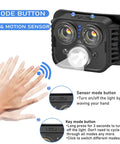 Rechargeable Dual Pack Headlamp With 1000 Lumen Bright White And Red LED 12 Modes Motion Sensor Waterproof Headlamp with sensor