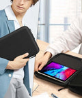 Heavy Duty Tablet Sleeve Case For 11 Inch Apple iPad And iPad Air 10.9 held in hand, showing protective cover with soft fleece lining.