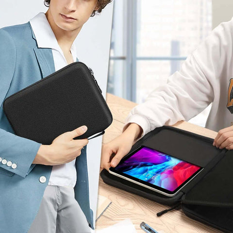 Heavy Duty Tablet Sleeve Case For 11 Inch Apple iPad And iPad Air 10.9 held in hand, showing protective cover with soft fleece lining.