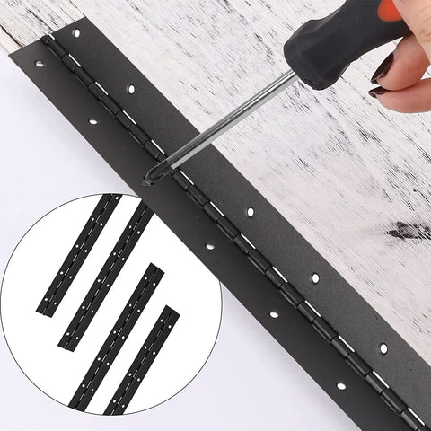 Workhorse Grade 2 Pack 12 Inch Black Heavy Duty Piano Hinge Continuous Stainless Steel Hardware For Gates Doors Shutters And Cabinetry with screwdriver.
