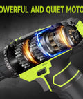 Cutaway view of 12V Cordless Drill Set With Battery And Charger, Lightweight And Compact, showing internal motor gears.
