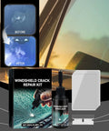 DIY Windshield Repair Kit With Glass Repair Fluid for Chips and Small Cracks Quick Fix Save Money Easy To Use Auto Glass Repair Tool For Cars Trucks And SUVs with resin bottle and applicator visible