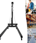 Front view of Tough As Nails Folding Engine Hoist With Hydraulic Motor Crane Lift, showcasing sturdy construction and smooth rollers.