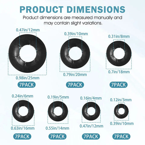 Product dimensions for Heavy Duty Internal Tooth Star Lock Washer Kit For Quick One Way Locking On Axles 49 Piece Set With Oiled Phosphate Finish