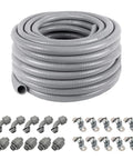 Coiled Half Inch Flexible PVC Electrical Conduit Kit 50 Feet Liquid Tight with Five Couplings, Five Elbows, and Ten Straps for HVAC
