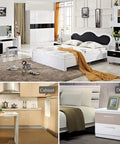 Modern bedroom and kitchen with furniture featuring T Bar handles from pack of 30 stainless steel cabinet hardware pulls.