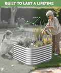 Beefy Four Pack 2x2 Foot Corrugated Galvanized Steel Raised Garden Beds for Vegetables Herbs Flowers in use outdoors