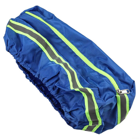 Must-Have Waterproof E-Bike Rear Seat Cover With Big 43cm Polyester Storage Bag For Battery Protection Against Rain Dirt And Dust Keeps Gear Safe On Rides blue side view