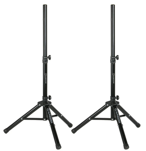 Two heavy duty tripod stands for All In One 10 Inch Powered DJ Speaker Pair With 1000W Peak Power Party Ready Pro Bass Amplified PA System