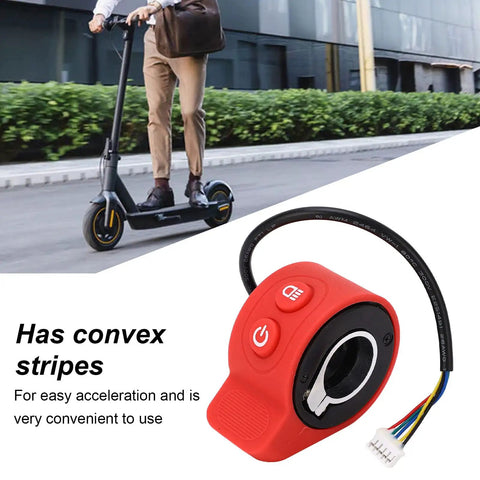 Red Thumb Throttle Accelerator for Electric Scooters with Convex Stripes, ABS and Gel Material, Easy Fit for Most E Scooters