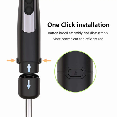 Heavy Duty 1000W Immersion Stick Blender With 12 Speed Settings And Turbo Boost showing one-click installation feature.