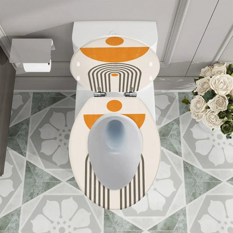 Elongated Toilet Seat Resin Bathroom with modern design and adjustable hinges, fitting most standard toilets. Size 14.5" x 18.5".