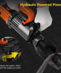 Powerful 1200W Electric Hydraulic Rebar Bender Tool With Robust Copper Motor For Quick Bending, showing hydraulic piston and handle.