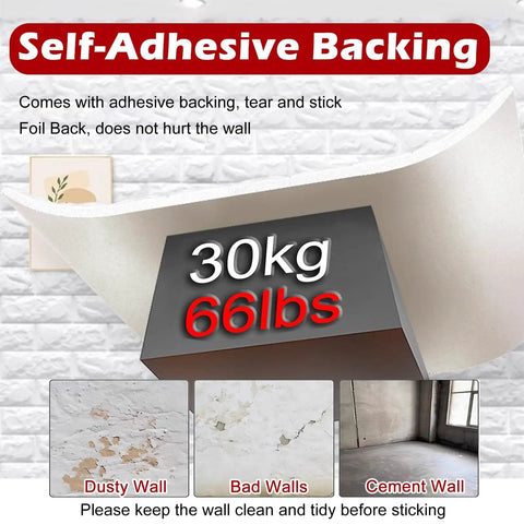 Self Adhesive waterproof PVC peel and stick brick wallpaper roll with 30kg hold for kitchen backsplash and bathroom ceiling.