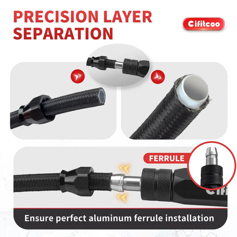 Dual Size PTFE Hose Tool For Reaming And Separating PTFE Ends Fuel Line Bore Corrector For 6AN And 8AN Lines precision layer