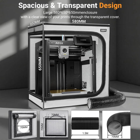 Beefed Up 3D Printer Enclosure With Built In Ventilation Kit Fireproof And Dustproof Noise Reducing Protective Cover inside view
