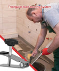 Pro Workhorse Tile Lifter Tool With Thick Shock Absorbing Pad Multi Function Height Adjustment For Hassle Free Heavy Duty Ceramic Slate And Stone Moving with triangular support system in use.