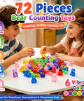 Kid Approved Counting Bears And Math Counters With Storage Bin Montessori Color Sorting Toys For Toddlers Preschool STEM Learning, kids sorting colorful bear counters.