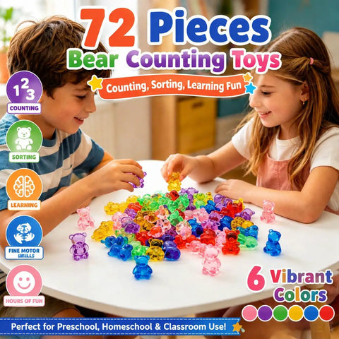 Kid Approved Counting Bears And Math Counters With Storage Bin Montessori Color Sorting Toys For Toddlers Preschool STEM Learning, kids sorting colorful bear counters.