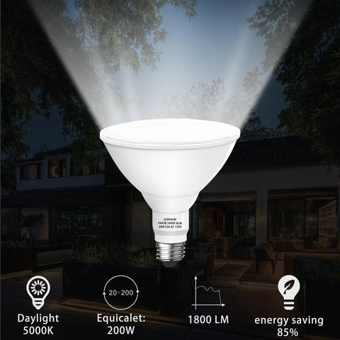 Par38 LED Flood Light Bulb Dimmable 1800 Lumens Outdoor 20W Replaces 200W Daylight 5000K 180 Degree Beam for Garden