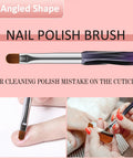 3 Piece Nail Art Clean Up Brush Set With Flat, Oval, And Fine Angled Heads for quick clean up of polish mistakes around cuticles