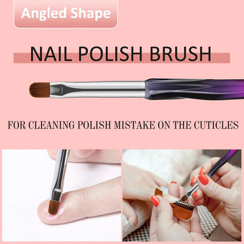 3 Piece Nail Art Clean Up Brush Set With Flat, Oval, And Fine Angled Heads for quick clean up of polish mistakes around cuticles