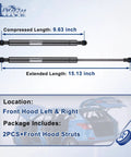 Hyundai Sonata Front Hood Shocks Lift Supports Gas Springs Replacement Set Of 2 6489 SG367017 diagram with sizes