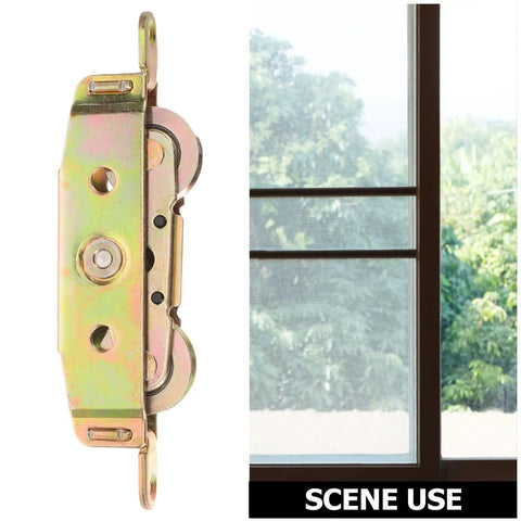 Premium Heavy Duty Sliding Door Wheel Pulley Replacement Kit Featuring A Smooth Gliding Double Iron Roller Design on window.