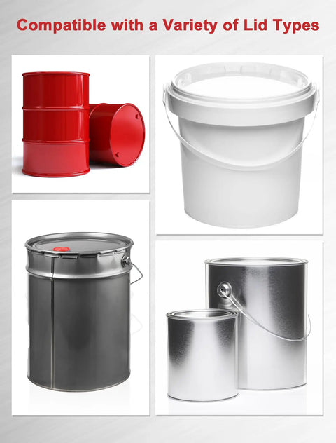 Ultimate 3 In 1 Bung Wrench And Bucket Opener Tool For Tough Aluminum Drum Lids fits various drum and paint can sizes.