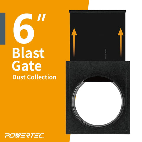 6 Inch Dust Collection Blast Gate For Workshop Airflow Control with easy open and shut design, ABS plastic body with deep flange