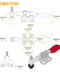 Heavy Duty T Track Kit With 2 Quick Release Toggle Clamps, 60 Lb Holding Capacity, detailed diagram with dimensions