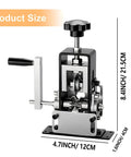 Portable Electric Wire Stripping Tool With Dual Manual And Drill Powered Modes, showing dimensions and aluminum body with steel blades